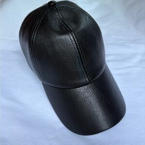 Anthropologie Black Leather Hat Sleek Minimalist Design